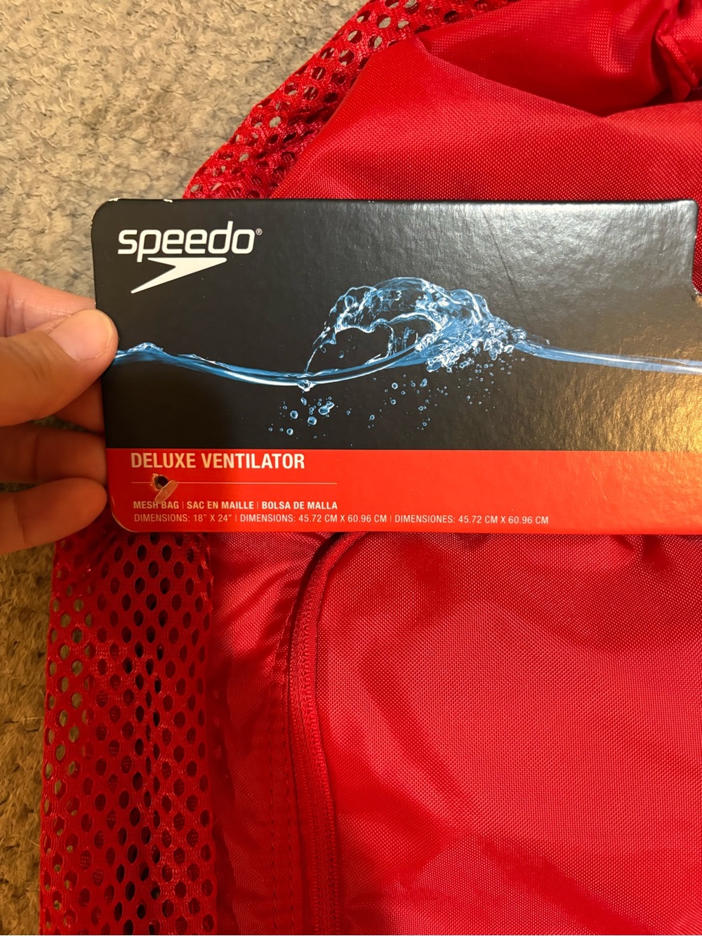 Speedo Red Mesh Drawstring Swim Backpack - Picture 3 of 5